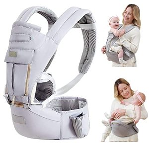 lot 8470 image: Baby Carrier with Hip Seat, Baby Carrier Newborn to Toddler, Detachable Baby Hip Seat Carrier for 7-66lbs, All Seasons Baby Holder Carrier, All Position.(Light Grey)