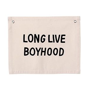 lot 8480 image: CHTech Long Live Boyhood Banner Wall Flag Wall Art for Nursery Modern Kids Room Decor Kids Banner