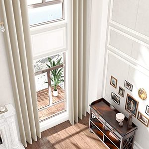lot 8484 image: 17ft Ivory Extra Long Blackout Curtain,Grommet Top Thermal Insulated Tall Curtain for 2 Story House,Great Room,High Ceiling(1 Panel,52 x 204 Inch)