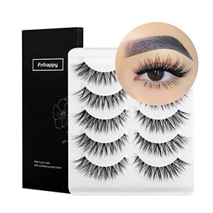 lot 8486 image: False Eyelashes Wispy Natural Look Lashes 5 Pairs Soft Faux Mink Lashes 3D 6D Volume Fluffy Frihappy Fake Eyelashes Packs DW6
