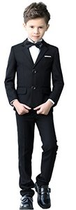 lot 8492 image: YuanLu Boys Colorful Formal Suit 5 Piece Slim Fit Kids Tuxedo Dresswear Suits Set (Black, 10)