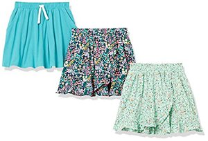 lot 8502 image: Amazon Essentials Girls Knit Scooter Skirts, Pack of 3, Teal Blue, X-Small