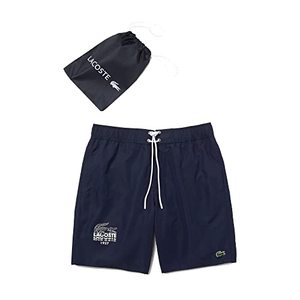 lot 8518 image: Lacoste Bold Branding Swim Trunks Navy Blue