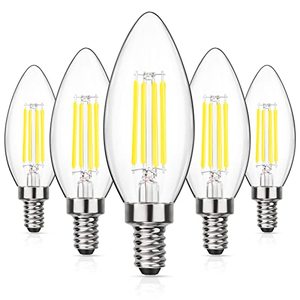 lot 8522 image: MAXvolador Dimmable E12 Candelabra LED Light Bulbs 60W Equivalent, 5000K Daylight White, 600Lumens LED Chandelier Bulb, Decorative B11 Filament Candle Light Bulbs Clear Glass, Pack of 5