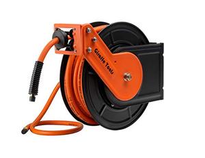 lot 8527 image: Giraffe Tools TA15B Retractable Air Hose Reel Wall Mount 38 x 50 ft Hybrid Hose, Air Compressor Heavy Duty Steel Reel Auto Rewind 300PSI, 50ft, Tangelo