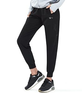 lot 8530 image: NORTHYARD Womens Running Pants Workout Track Lightweight Joggers Athletic Walking Active Pants with Zipper Pockets Black S