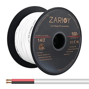 lot 8541 image: Zarivy 100 Feet 14 Gauge 2 Conductors Red Black Wire with Fire Resistant White Jacket, 142 AWG CL2 Rated Loud Speaker Cable Wire, 14 AWG Electrical Hookup Wire LED Strips Extension Cord Cable