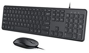 lot 8546 image: Wired Keyboard and Mouse Combo, USB Wired Corded Keyboard Mouse Set, Ultra Thin Full Size Keyboard and Mouse with Number Pad for Windows 7810 Computer Laptop PC Desktop Notebook-Black