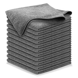 lot 8562 image: USANOOKS Microfiber Cleaning Cloth Grey - 12Pcs (16x16 inch) High Performance - 1200 Washes, Ultra Absorbent Towels Weave Grime & Liquid for Streak-Free Mirror Shine - Car Washing cloth and Applicator
