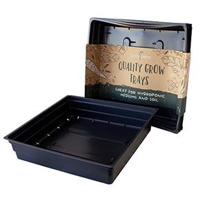 lot 8565 image: 10 x 10 Garden Growing Trays with Drain Holes - 10-pack Recyclable Plastic Plant Trays for Wheatgrass Sprouting Tray, Microgreens Growing Trays, Hydroponic Trays, Nursery Flats, Greenhouse Supplies