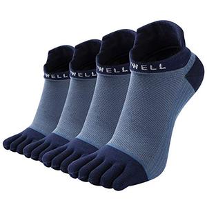 lot 8585 image: VWELL Mens Cotton Toe Socks Five Finger Socks No Show Crew Athletic Socks for Running 4 Pairs(Size 7-11) (Classic blue(4 Pairs))