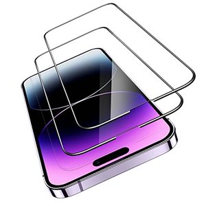 lot 8592 image: ESR Tempered Glass Screen Protector for iPhone 14 Pro (Armorite), Easy Installation Frame, Military-Grade Protection, Ultra Tough, Scratch Resistant, 2 Pack