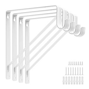 lot 8598 image: 4PCS Heavy Duty Closet Rod Brackets 11 x 11 Inch, 1-38Inch Diameter Shelf and Rod Bracket Holder for Home and Closet Decor, White Wall Mount Closet Pole Supports Bracket Hook with Fixed Hardware