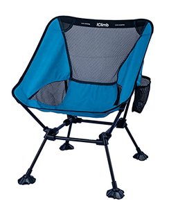 lot 8600 image: iClimb Ultralight Compact Camping Folding Beach Chair with Anti-Sinking Large Feet and Back Support Webbing (Blue - Square Frame)