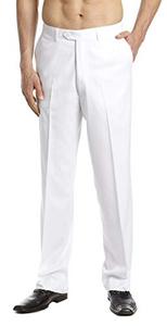 lot 8829 image: Concitor Mens Dress Pants Trousers Flat Front Slacks Solid WHITE Color 32