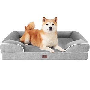 lot 8847 image: EHEYCIGA Memory Foam Large Dog Bed with Sides, Waterproof Orthopedic, Non-Slip Bottom and Egg-Crate Foam Large Dog Couch Bed with Washable Removable Cover
