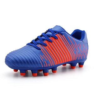 lot 8340 image: starmerx Boys Girls Firm Ground Soccer Cleats Kids Athletic Football Shoes (6,NavyOrange)