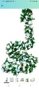 lot 8342 image: Miracliy 8 Pack 65 FT Flower Garland Decorations Plastic Artificial Flowers for Wedding Decoration Photo Booth Backdrop