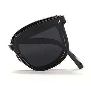 lot 8357 image: Cyxus Trendy Polarized Folding Cat Eye Sunglasses Women Men Uv400 Protection Anti Glare TR90 Ultralight Foldable frame 1801 Black