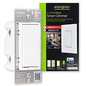 lot 8358 image: Enbrighten Z-Wave Smart Rocker Light Dimmer with QuickFit and SimpleWire, 3-Way Ready, Works with Alexa, Google Assistant, ZWave Hub Required, RepeaterRange Extender, White & Light Almond, 46203