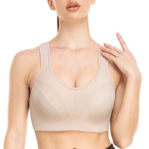 lot 8360 image: ZeroBound Womens Sports Bras High Impact Full Coverage Underwire Workout Bra Back Adjustable Straps Plus Size Bra Nude