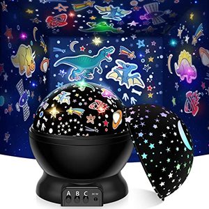lot 8382 image: STRAWBETTER Dinosaur Night Light for Kids Toys 2-in-1 Dinosaurs & Star Projector for Boy 3 4 5 6 7 8 9 10 11 12 Year Old Gifts Rotating Nights Lights Lamp for Age 3-12 Boys Bedroom
