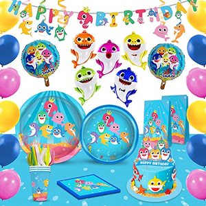 lot 8389 image: Shark birthday decorations