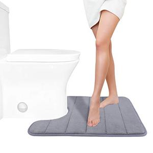 lot 8393 image: Yimobra Memory Foam Toilet Bath Mat U-Shaped, Commode Contour Rug, Soft and Comfortable, Super Water Absorption, Non-Slip, Thick, Machine Wash and Easier to Dry for Bathroom, 24 X 20 Inches, Grey