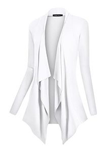 lot 8395 image: Urban CoCo Womens Drape Front Open Cardigan Long Sleeve Irregular Hem (S, White)