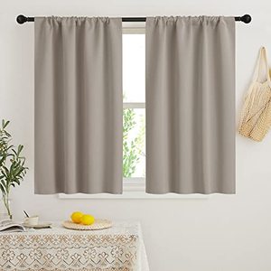 lot 8397 image: RYB HOME 45 inch Curtains for Kitchen Room Darkening Privacy Mini Curtain for RV Camper Bathroom Small Window, Width 29 x Length 45 inch, 2 Panels Set, Sand