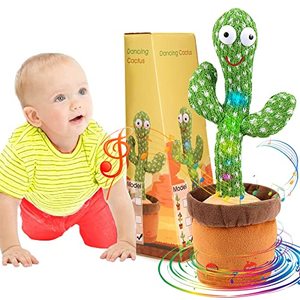 lot 8413 image: Emoin Dancing Cactus Baby Toys 6 to 12 Months, Talking Cactus Toys Repeats What You Say Baby Boy Toys, Dancing Cactus Mimicking Toy with LED English Sing Talking 15 Second Voice Recorder Musical Toys