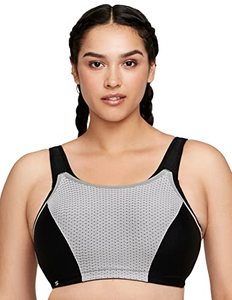 lot 8652 image: Full Figure Plus Size Custom Control Sports Bra Wirefree #1166 BlackGrey