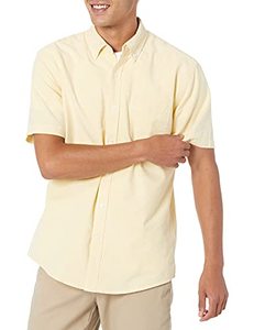 lot 8658 image: Amazon Essentials Mens Regular-Fit Short-Sleeve Pocket Oxford Shirt, Yellow, XX-Large