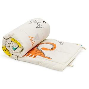 lot 8663 image: Sivio Kids Weighted Blanket, 3lbs, 36 x 48 inches, 100% Natural Cotton Heavy Blanket for Kids and Teens, Beige Dinosaur