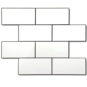 lot 8664 image: STICKGOO 1-Sheet Subway Tile Peel and Stick Backsplash, Aluminum Self Adhesive Wall Tiles, Stick on Tile(White)