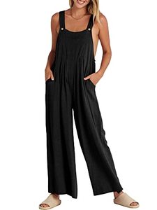 lot 8667 image: ANRABESS Womens Overalls Jumpsuit Summer Casual Loose Sleeveless Adjustable Straps Wide Leg Bib Overall Jumper Romper Vacation Outfits 2023 Fashion Trendy Clothes 805heise-S