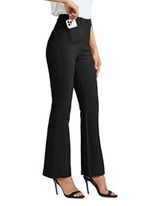 lot 8672 image: Willit 30 Womens Yoga Dress Pants Bootcut Work Slacks Stretch Office Flare Bootleg Pants Regular 4 Pockets Black XXL