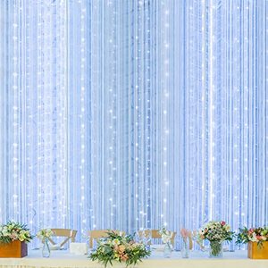 lot 8681 image: Twinkle Star 600 LED Window Curtain String Light Christmas Wedding Party Garden Bedroom Indoor Outdoor Wall Decoration, White