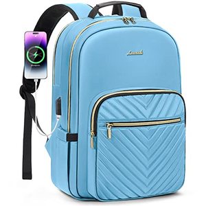 lot 8687 image: LOVEVOOK Laptop Backpack for Women 15.6 inch,Cute Womens Travel Backpack Purse,Professional Laptop Computer Bag,Waterproof Work Business College Teacher Bags Carry on Backpack with USB Port,Angel Blue