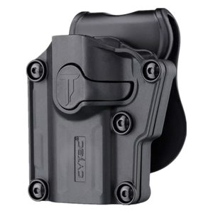 lot 8689 image: Universal OWB Holster for Berreta APXCZ 75  Ruger Security9 - Compact & Full Size Pistol Carrier  Index Finger Released  Adjustable Cant  Autolock  Outside Waistband  Matte Finish Black -LH