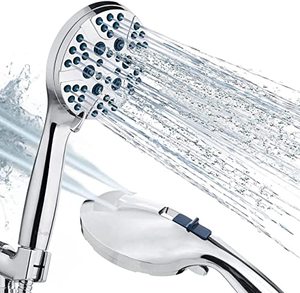 lot 8698 image: LOKBY High Pressure Shower Head with Handheld - 8 Spray-Settings High Flow Removable Shower Head with Hose - Handheld Showerhead - 59 Stainless Steel Shower Head Hose - Chrome