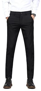 lot 8704 image: Plaid&Plain Mens Slim Fit Dress Pants Formal Pants Dress Slacks for Men 603 Black(New) 32X28
