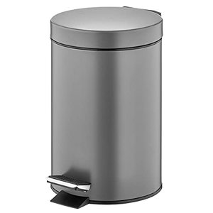 lot 8709 image: mDesign 3 Liter Round Small Metal Step Trash Can Wastebasket, Garbage Container Bin - for Bathroom, Powder Room, Bedroom, Kitchen, Craft Room, Office - Removable Liner Bucket - Graphite Gray