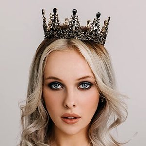 lot 8723 image: AW BRIDAL Baroque Crowns for Women Queen Crown Gothic Tiara Crystal Crown for Women Princess Tiara for Girls Vintage Tiara for Wedding Crown for Brides (Black)