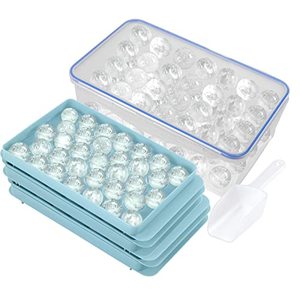 lot 8726 image: Round Ice Cube Tray With Lid Ice Trays for Freezer, Sphere Ice Cube Mold with Bin and Scoop, 1 is cracked