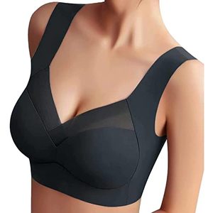 lot 8735 image: JCBABA Comfortable Wirefree Shaper Bra for Women 2023 New Push Up Full Back Coverage Wirefree Bra Hide Back Fat Seamless Soft Bra Deep Cup Black XL 1PC