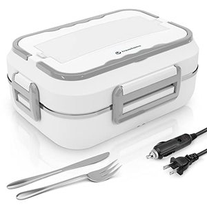 lot 8740 image: Travelisimo Electric Lunch Box 3 in 1 60W, Heated Lunch Boxes for Adults for Car, Truck, Home and Work 12V 24V & 110V, Loncheras Electricas para Calentar Almuerzo