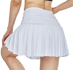 lot 8741 image: HonourSex White Women Tennis Skirt Pleated Golf Skirts with Pockets Skort Workout Sports Hiking S