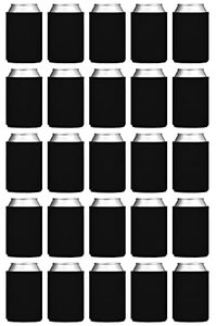 lot 8749 image: TahoeBay Blank Beer Can Coolers (25-Pack) Plain Bulk Collapsible Foam Soda Cover Coolies, Personalized Sublimation Sleeves for Weddings, Bachelorette Parties, HTV Projects (Black)