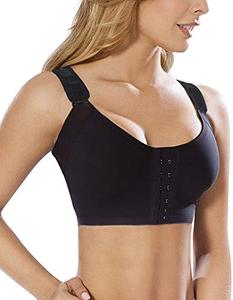 lot 8756 image: SHAPERX Womens Post-Surgical Front Closure Sports Bra Adjustable Wide Strap Racerback Support Bra,SZ83288-Black-New-2XL